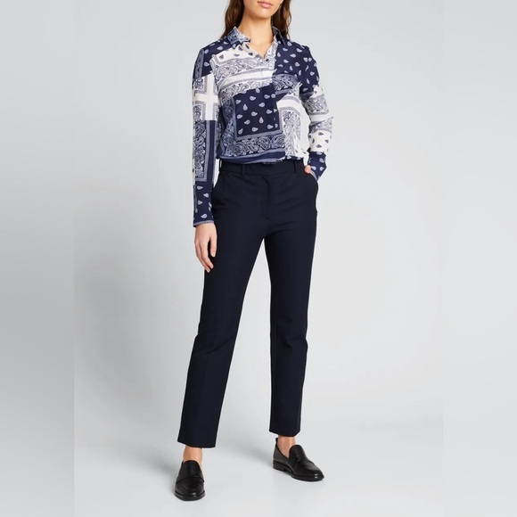 ALICE + OLIVIA Willa Placket Bandana-Print Top 100% Silk SZ M - Picture 3 of 8